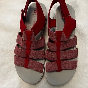 Cloudsteppers by Clarks Red and Gray Sandals